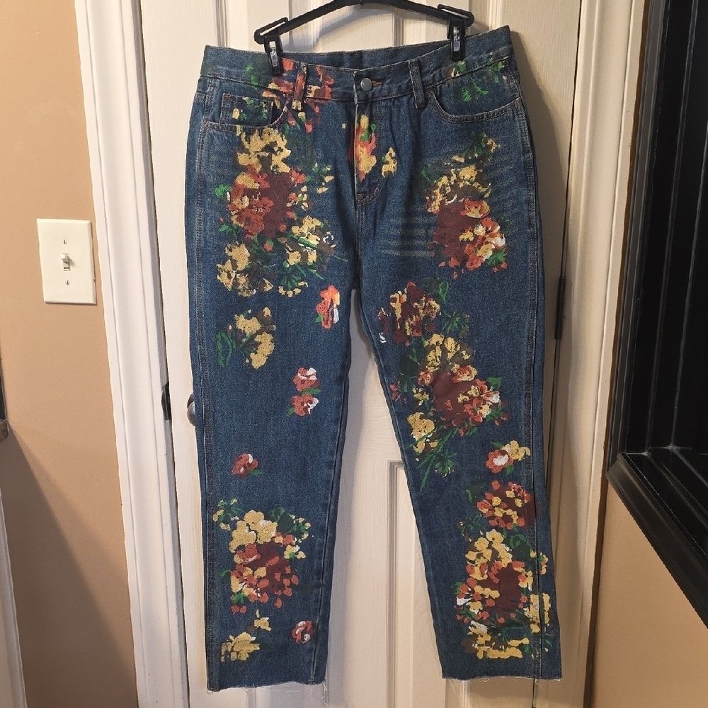 Floral Painted Jeans
